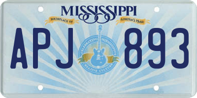 MS license plate APJ893