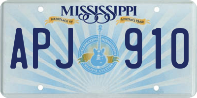 MS license plate APJ910