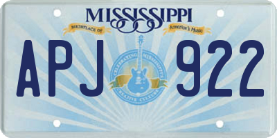 MS license plate APJ922