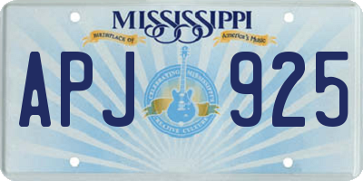 MS license plate APJ925
