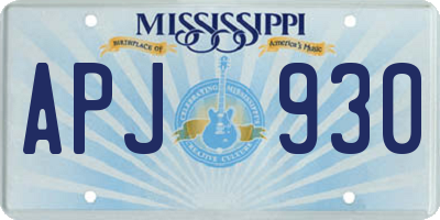 MS license plate APJ930