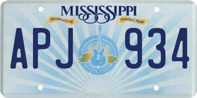 MS license plate APJ934