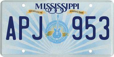 MS license plate APJ953