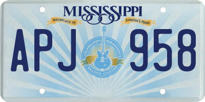 MS license plate APJ958