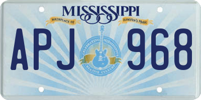 MS license plate APJ968