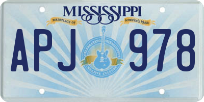 MS license plate APJ978
