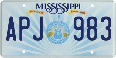 MS license plate APJ983