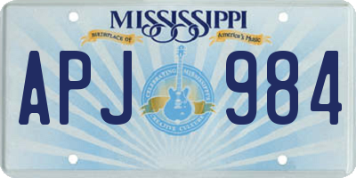 MS license plate APJ984