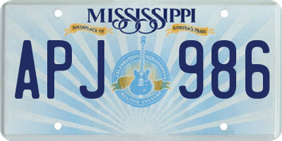 MS license plate APJ986