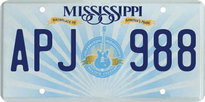 MS license plate APJ988