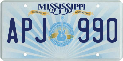 MS license plate APJ990
