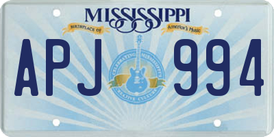 MS license plate APJ994