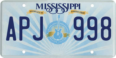MS license plate APJ998