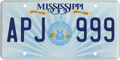 MS license plate APJ999