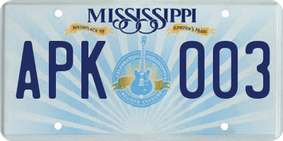 MS license plate APK003