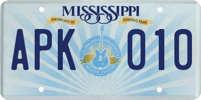 MS license plate APK010