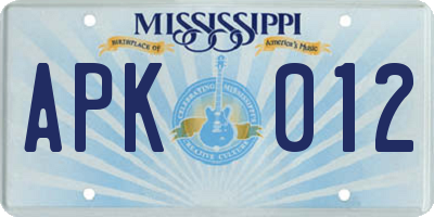 MS license plate APK012