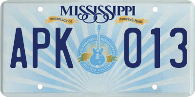 MS license plate APK013
