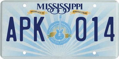MS license plate APK014