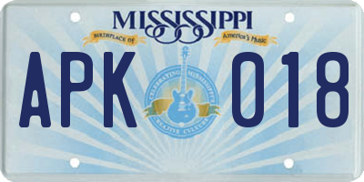 MS license plate APK018