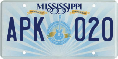 MS license plate APK020