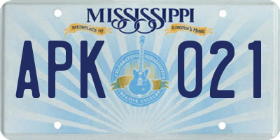MS license plate APK021