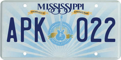 MS license plate APK022