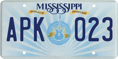 MS license plate APK023