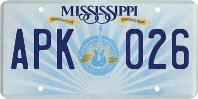 MS license plate APK026