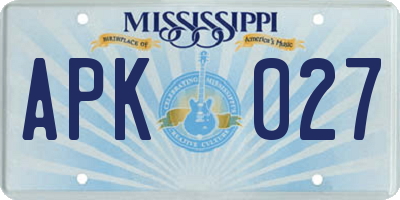 MS license plate APK027