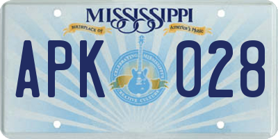 MS license plate APK028