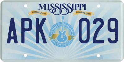 MS license plate APK029