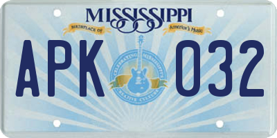 MS license plate APK032