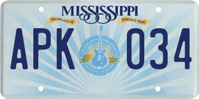 MS license plate APK034