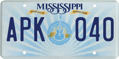 MS license plate APK040