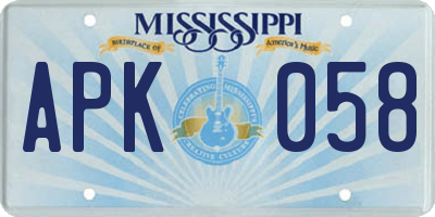 MS license plate APK058