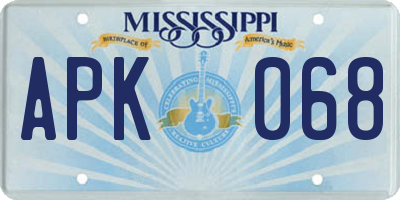 MS license plate APK068