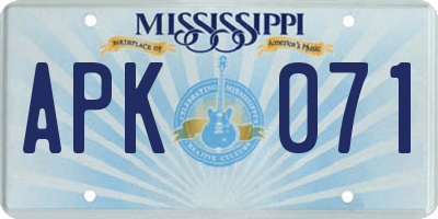 MS license plate APK071