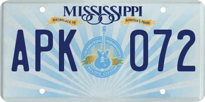 MS license plate APK072