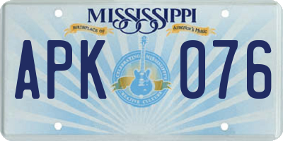 MS license plate APK076