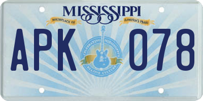 MS license plate APK078