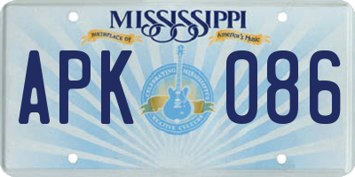 MS license plate APK086