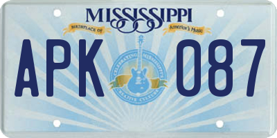MS license plate APK087