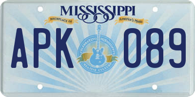 MS license plate APK089