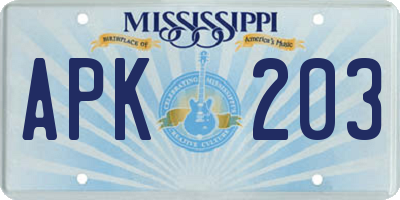 MS license plate APK203