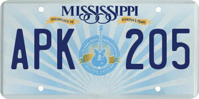 MS license plate APK205