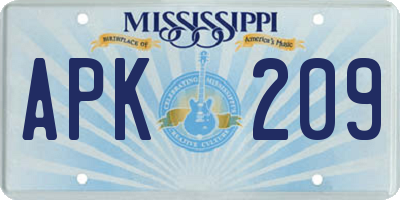 MS license plate APK209
