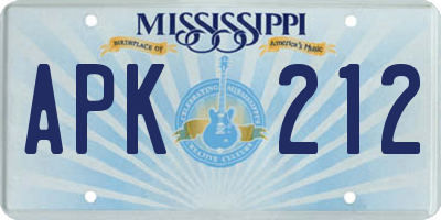 MS license plate APK212