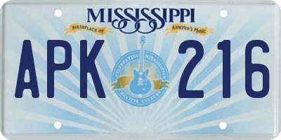 MS license plate APK216