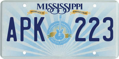 MS license plate APK223